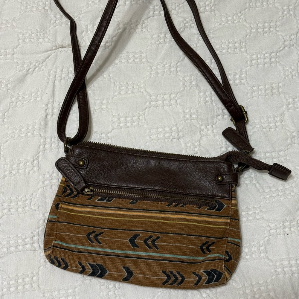 Brown Patterned Crossbody Bag